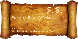 Purgly Boglárka névjegykártya